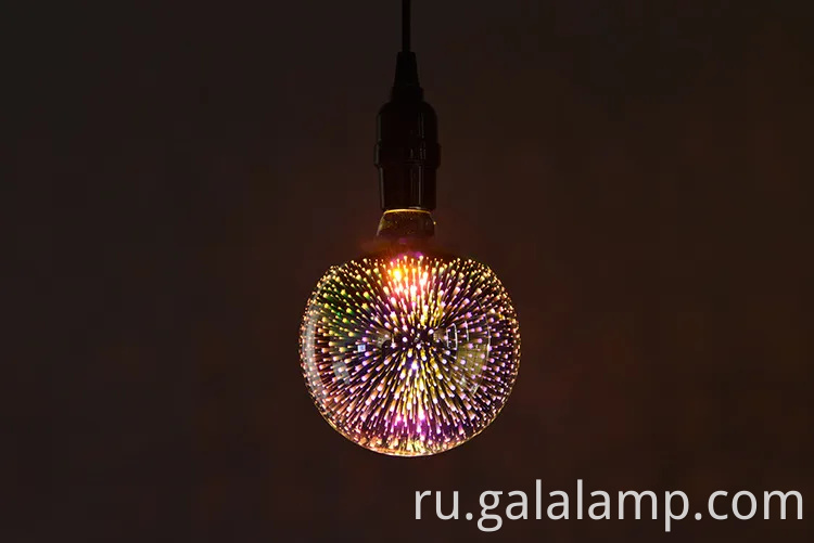 Красочные 3D стеклянные светодиодные лампочки для праздничного фейерверка